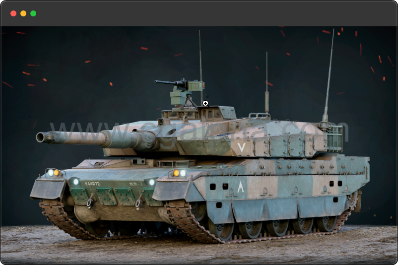 模型资产 – 写实坦克3D模型 Rigged Type 10 GameReady LODs 3D model