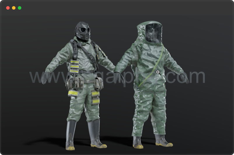 模型资产 – 危险品生化防护套装 Hazmat Nbc Suit Rigged