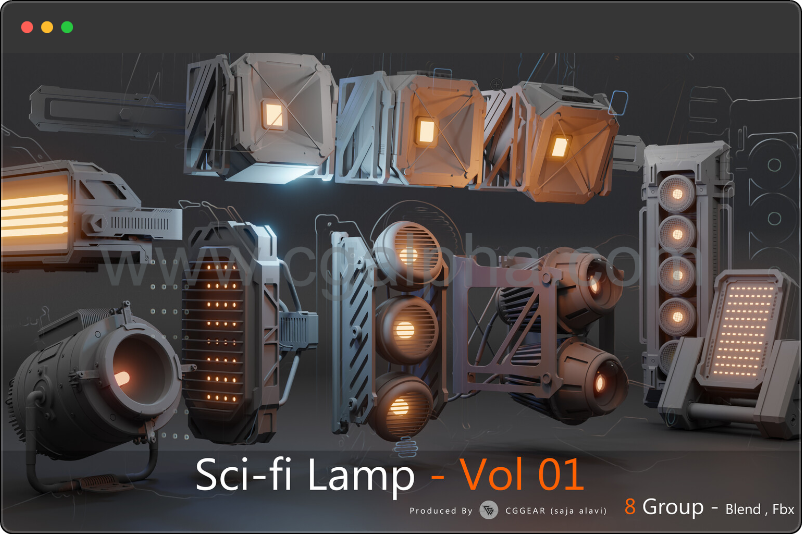 模型资产 – 科幻灯具 Sci-fi Lamp Vol 01