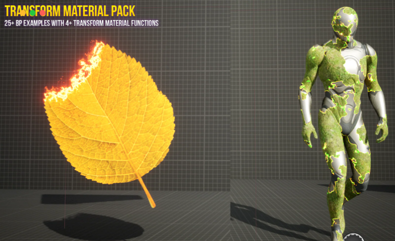 【UE5】交互式溶解特效 Interactive and Customizable Transform Material Pack