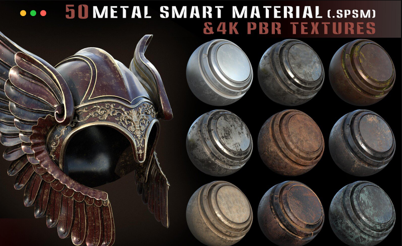 50 种金属智能材质 50 metal smart materials + 4k PBR textures
