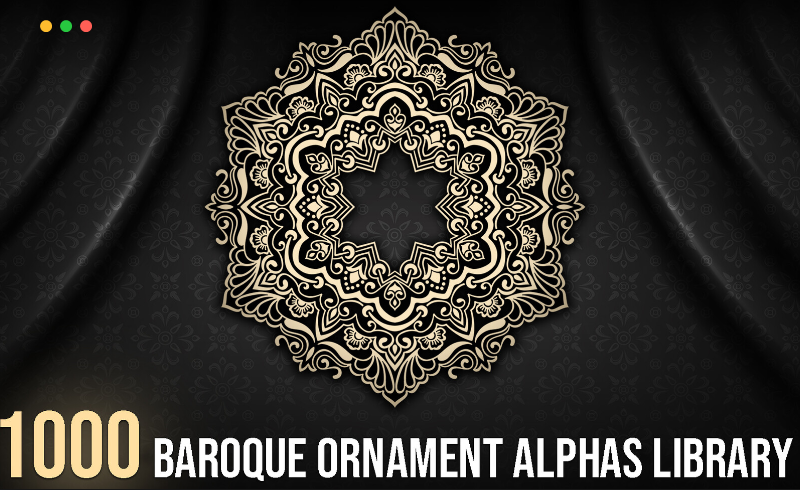 1000 个巴洛克风格装饰图案库 Baroque Ornament Alphas Library