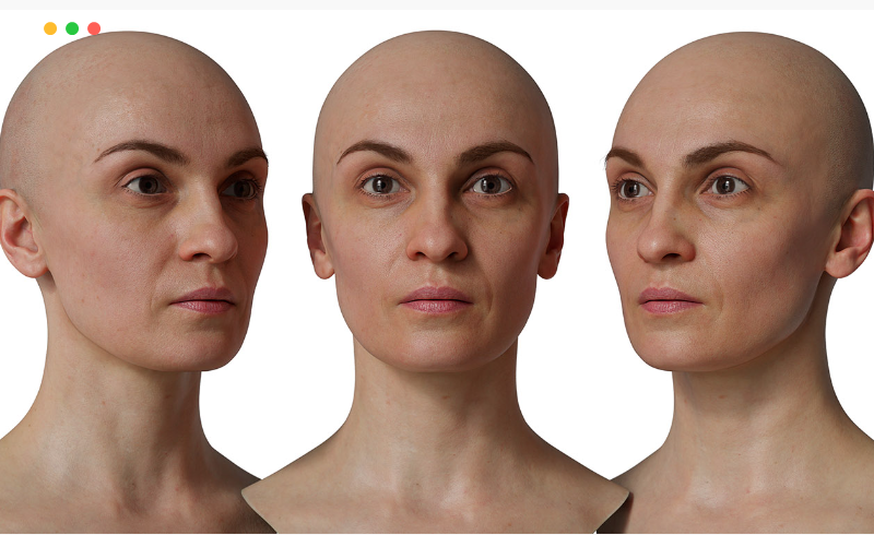 3DScan Store – 高清女性头部模型 HD Female 3D Head Model 44