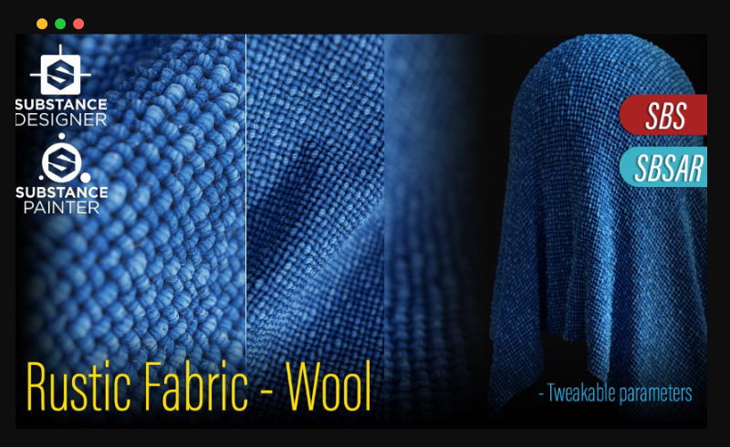 Substance Designer羊毛面料材质 Rustic Fabric – Wool