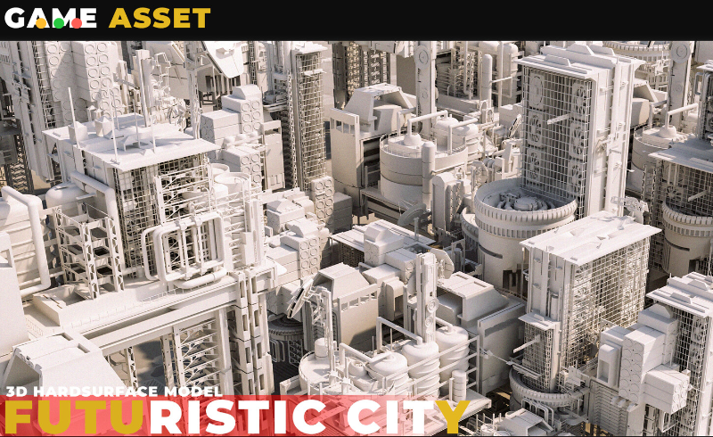 模型资产 – 50 组科幻建筑未来城市 50 SCI-FI BUILDING FUTURISTIC CITY 03