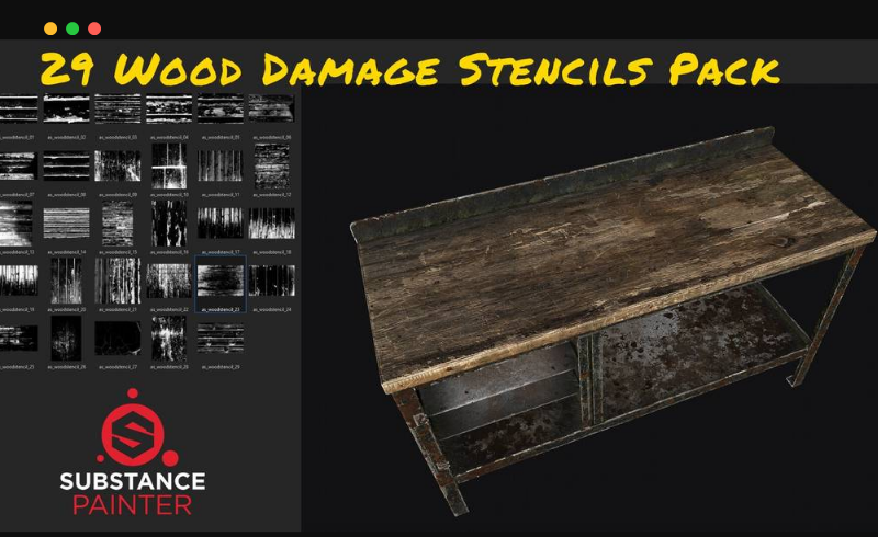29 种破损木纹模板包 29 Wood Damage Stencils Pack