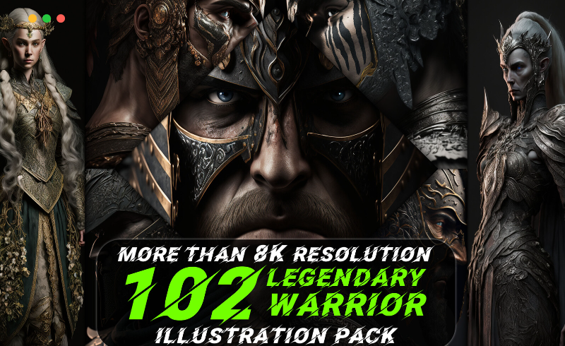102 张传奇武士插图插画包 102 Legendary Warrior Illustration Pack (More Than 8K Resolution)