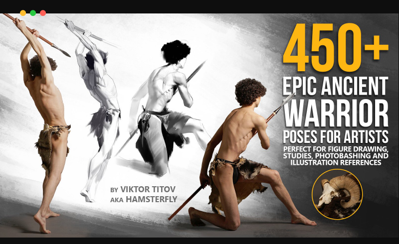 450 张古代武士战斗姿势角色设计参考 450+ Epic Ancient Warrior Pose Reference Pictures
