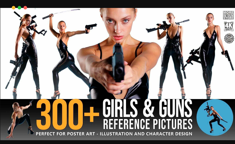 300 多张性感女孩持枪战斗参考图片