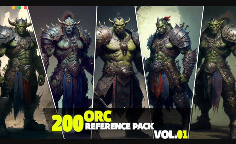 200 张兽人角色设计概念角色参考照片 200 Orc Reference Pack Vol.01