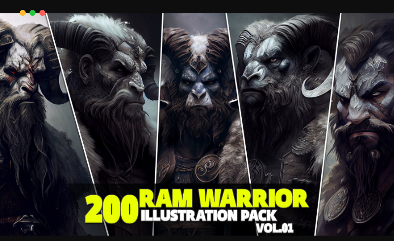 200 张拉姆战士参考照片 200 Ram Warrior Illustration Pack Vol.01