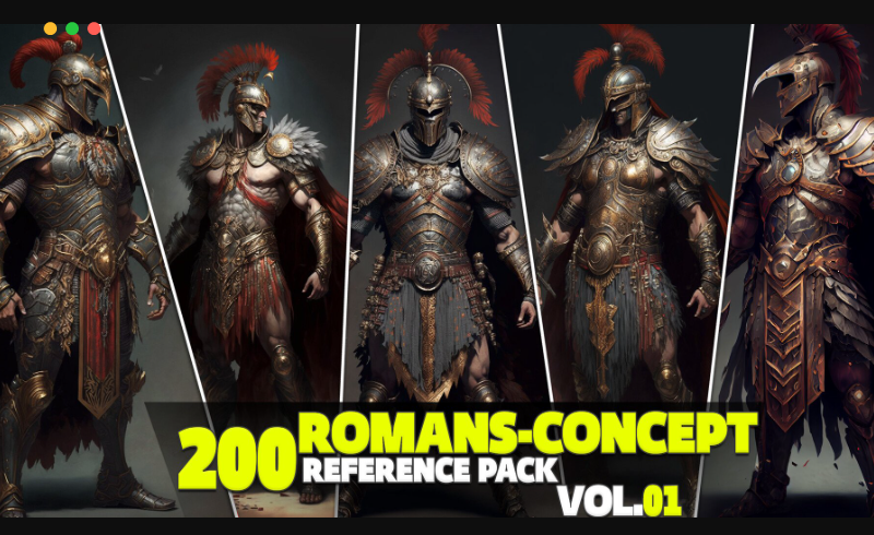200 张罗马斗士角色设计概念照片参考 200 Romans-Concept Reference Pack Vol.01