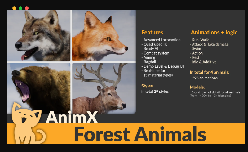 【UE5】森林动物 AnimX: Forest Animals