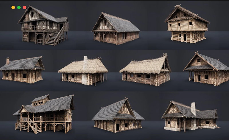 【UE4/5】中世纪茅草房屋 Enterable Medieval Houses and Cottages