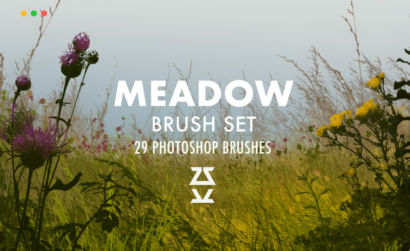 PS笔刷 – 草地笔刷套装  Meadow Brush Set