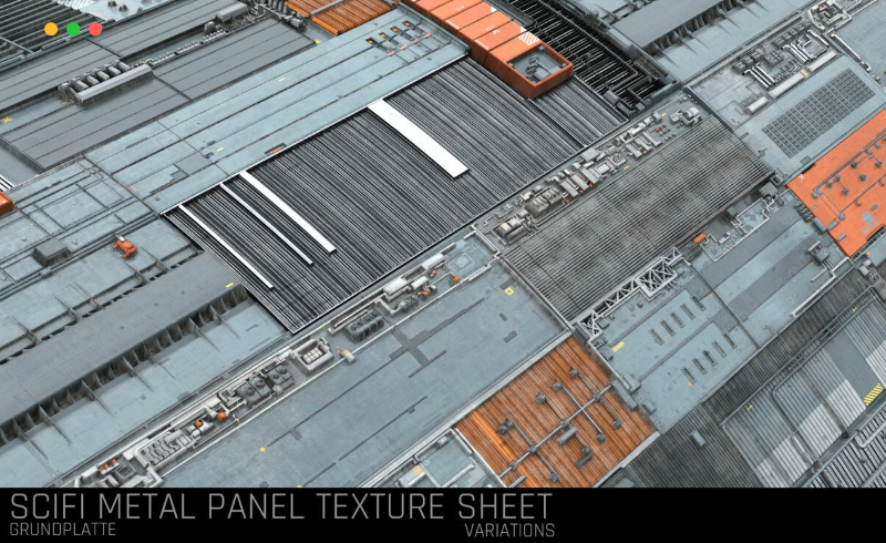 科幻墙板纹理集 Sci Fi Wall Panel Texture Set 4