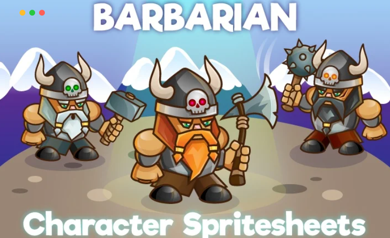 2D 游戏野蛮人角色精灵 2D GAME BARBARIAN CHARACTER SPRITE