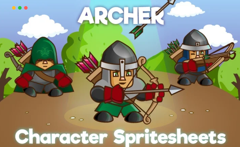 2D 游戏弓箭手角色精灵 2D GAME ARCHER CHARACTER SPRITE