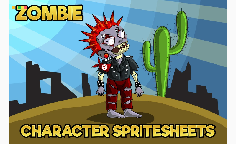 2D游戏僵尸角色精灵 2D GAME ZOMBIE KIDS CHARACTER SPRITE 5