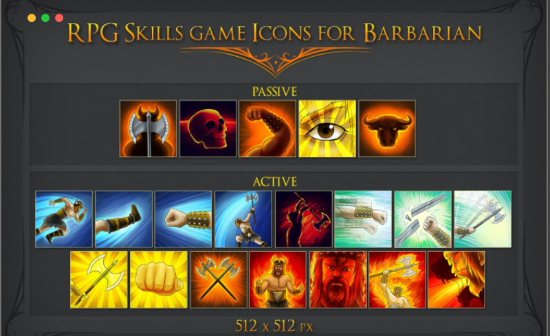 角色扮演类游戏技能图标 RPG SKILL ICONS FOR BARBARIAN