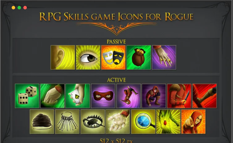RPG 游戏角色技能图标 RPG SKILL ICONS FOR ROGUE