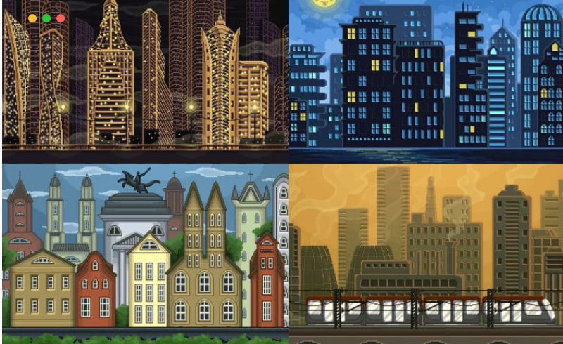 像素化风格游戏城市背景 PIXEL ART GAME CITY BACKGROUNDS
