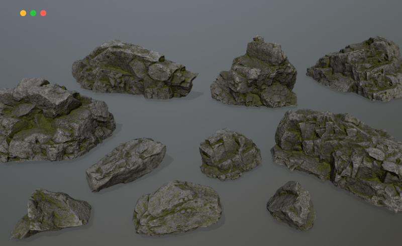 模型资产 – 10套悬崖岩石3D模型 Cliff Rock 3D model