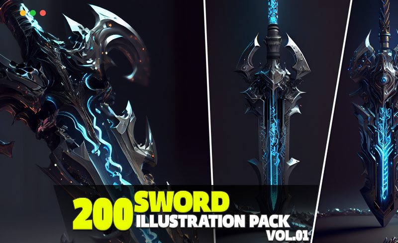 200 张武器宝剑插图插画设计参考 200 Sword Illustration Pack Vol.01