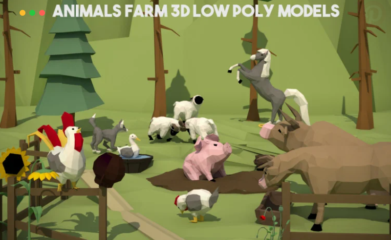 3D 动物农场模型 ANIMALS FARM 3D LOW POLY MODELS