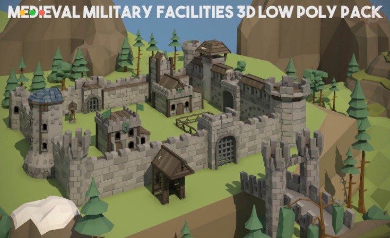 中世纪堡垒包 3D LOW POLY 模型 MEDIEVAL FORTRESS PACK 3D LOW POLY MODELS