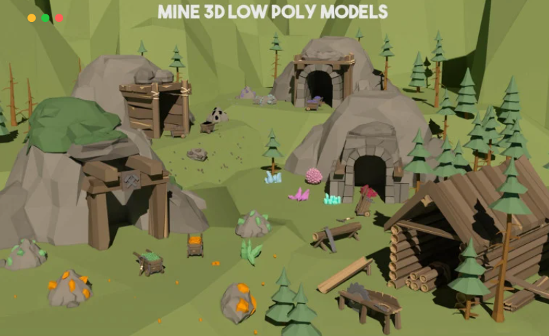 3D 游戏模型山洞模型 MINE 3D LOW POLY MODELS