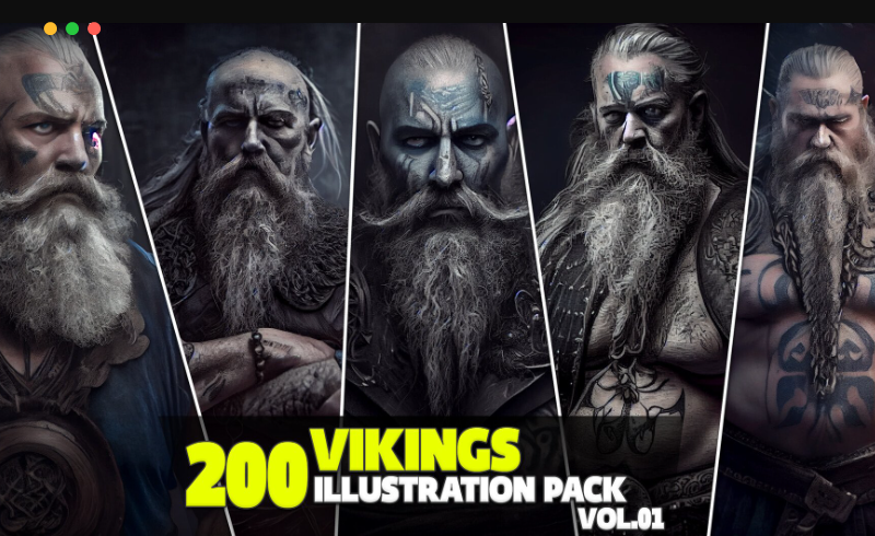 200 张维京人概念角色设计参考包 200 Viking-Concept Reference Pack Vol.01