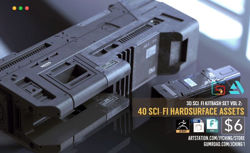 模型资产 – 40 组科幻模型 40 Sci-Fi Assets Kitbash Set