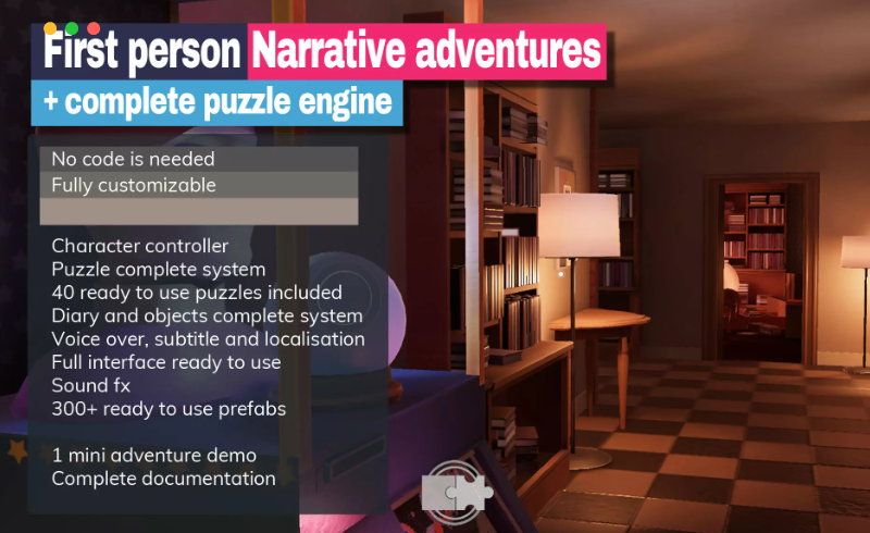 Unity – 叙事冒险游戏开发模板 First person narrative adventures + complete puzzle engine