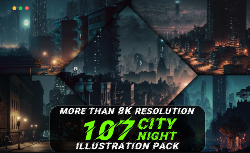 107 张城市夜景参考图集 107 City Night Illustration Pack – Vol 1 (More Than 8K Resolution)