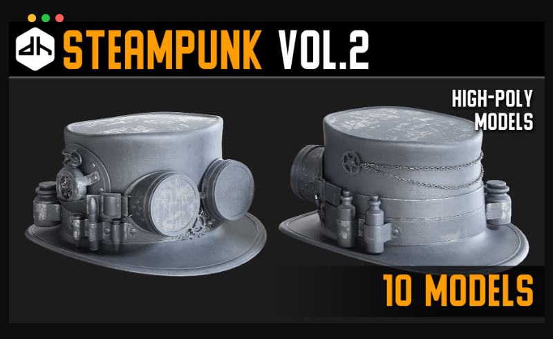 模型资产 – 高细节蒸汽朋克系列模型 Steampunk Vol.2