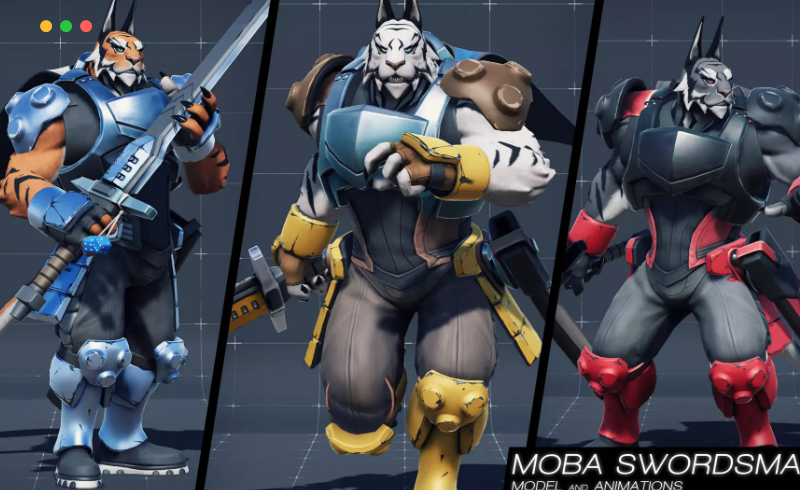 Unity – MOBA游戏角色剑客模型和动画 MOBA Swordsman – model & animations