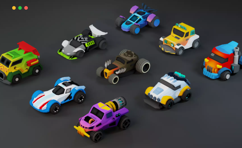 Unity – 微型卡通赛车资产包 Low Poly Tiny Cartoon Racing Cars Asset Pack