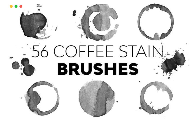PS笔刷 – 56 种水杯污渍笔刷 56 Coffee Stain Brushes