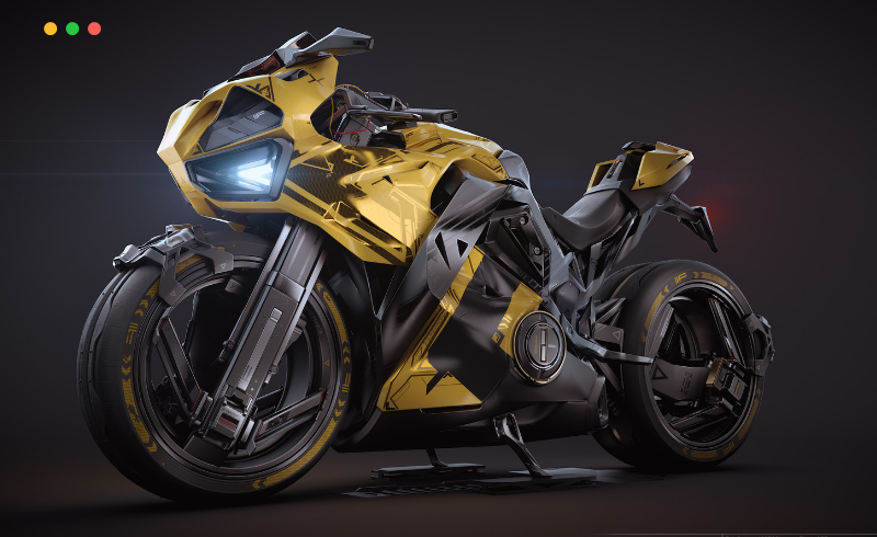 模型资产 – 硬表面科幻摩托车 XSCI1