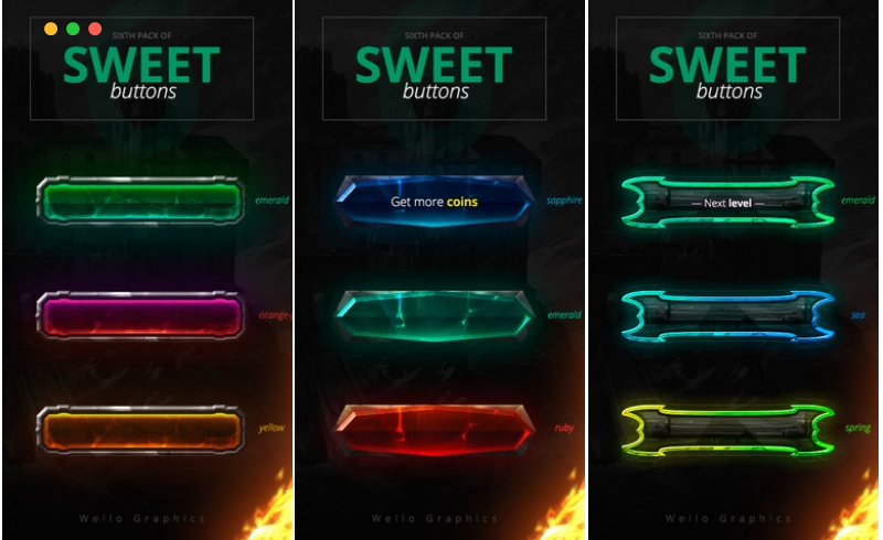 Unity – 40 个游戏按键按钮 40 Sweet Buttons