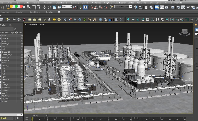模型资产 – 冶炼油工厂3D模型 oil factory 3D model