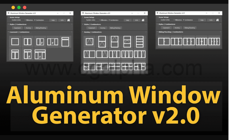 3DMax插件 – 铝合金窗程序模型生成器 Aluminum Window Generator