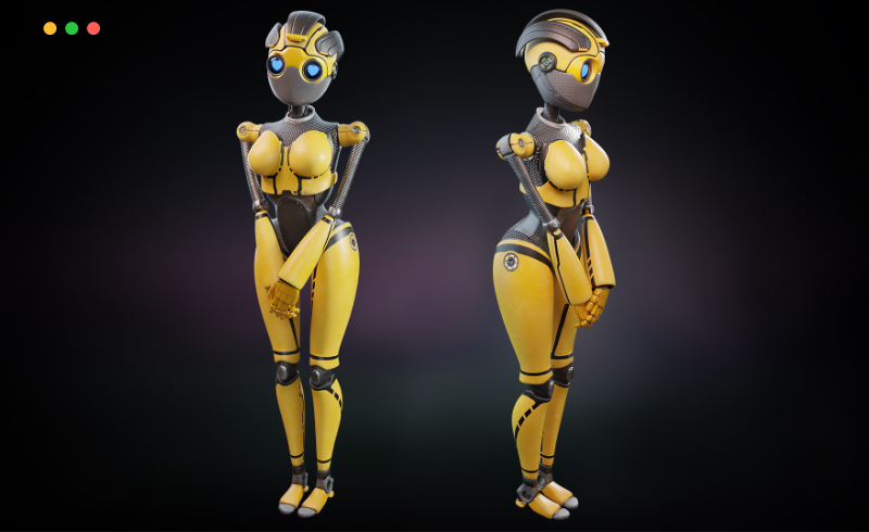 模型资产 – 带骨骼绑定的机器人 Robot Girl