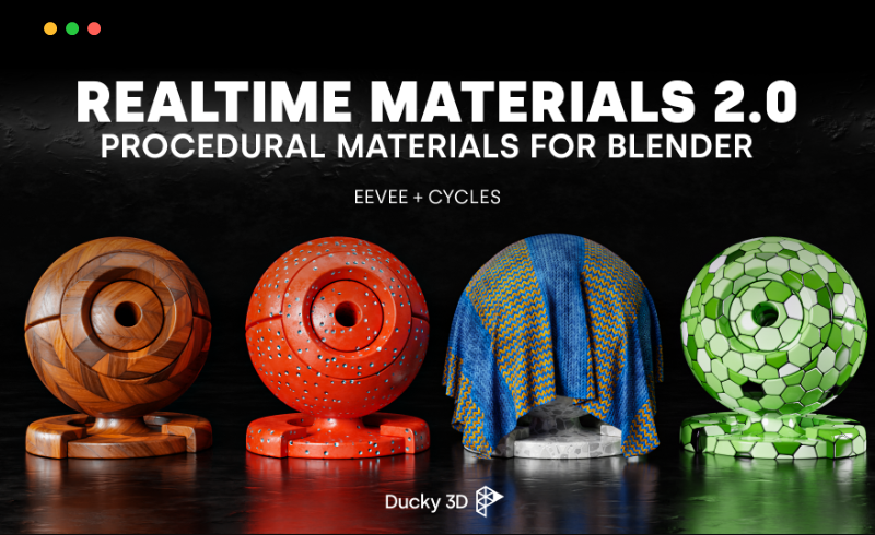Blender预设 – 200种实用抽象陶瓷泥土金属油漆真实材质贴图预设 Realtime Materials For Blender