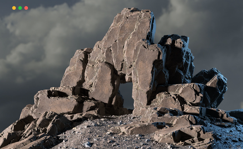 模型资产 – 高质量悬崖石头游戏3D模型 Blocky cliff Low-poly 3D model