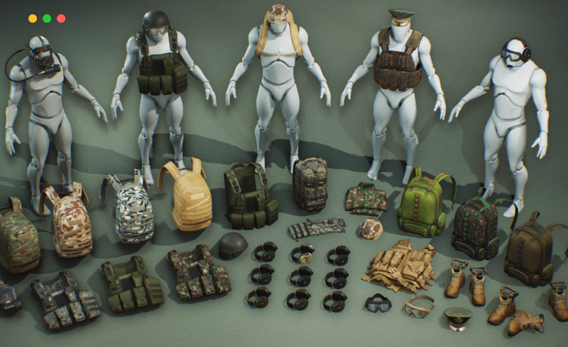 【UE4/5】军需品衣服和包包 Military Supplies – VOL.2 – Clothing and Bags