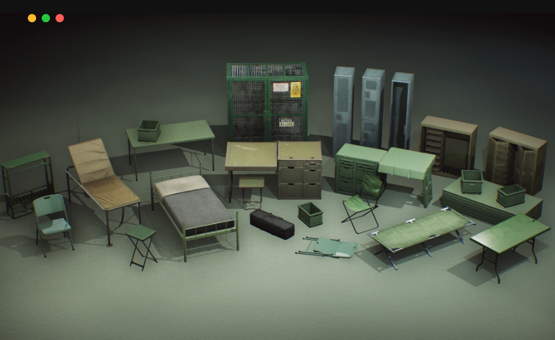 【UE4/5】军需用品家具 Military Supplies – VOL.4 – Furniture