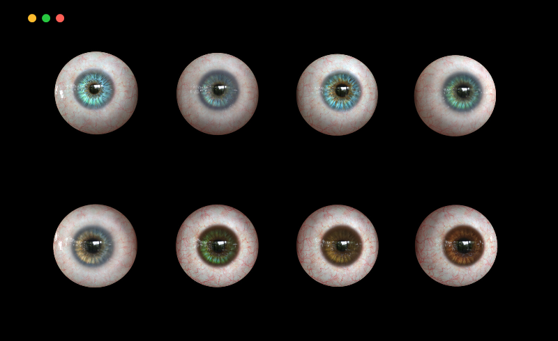 模型资产 – 高精度眼球模型 Real-time 3D models Eyes for Video-Games 4k textures Marmoset Toolbag3