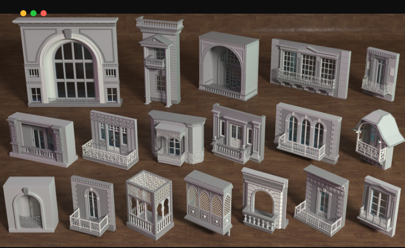 模型资产 – 18种模块化建筑模型6 Building Facade Collection